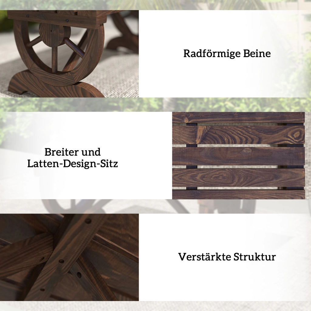 Panchina da giardino in legno naturale resistente alle intemperie; stile rustico; 98 x 50 x 39;5 cm; mobili da esterno pratici
