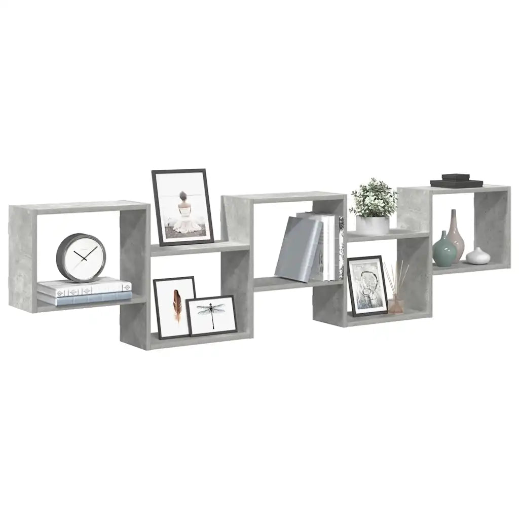 Mensola a Cubo da Parete 5 Scomparti Truciolato Grigio Cemento 859998