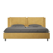 BS COM Letto senza rete imbottito 180x210 microfibra ocra