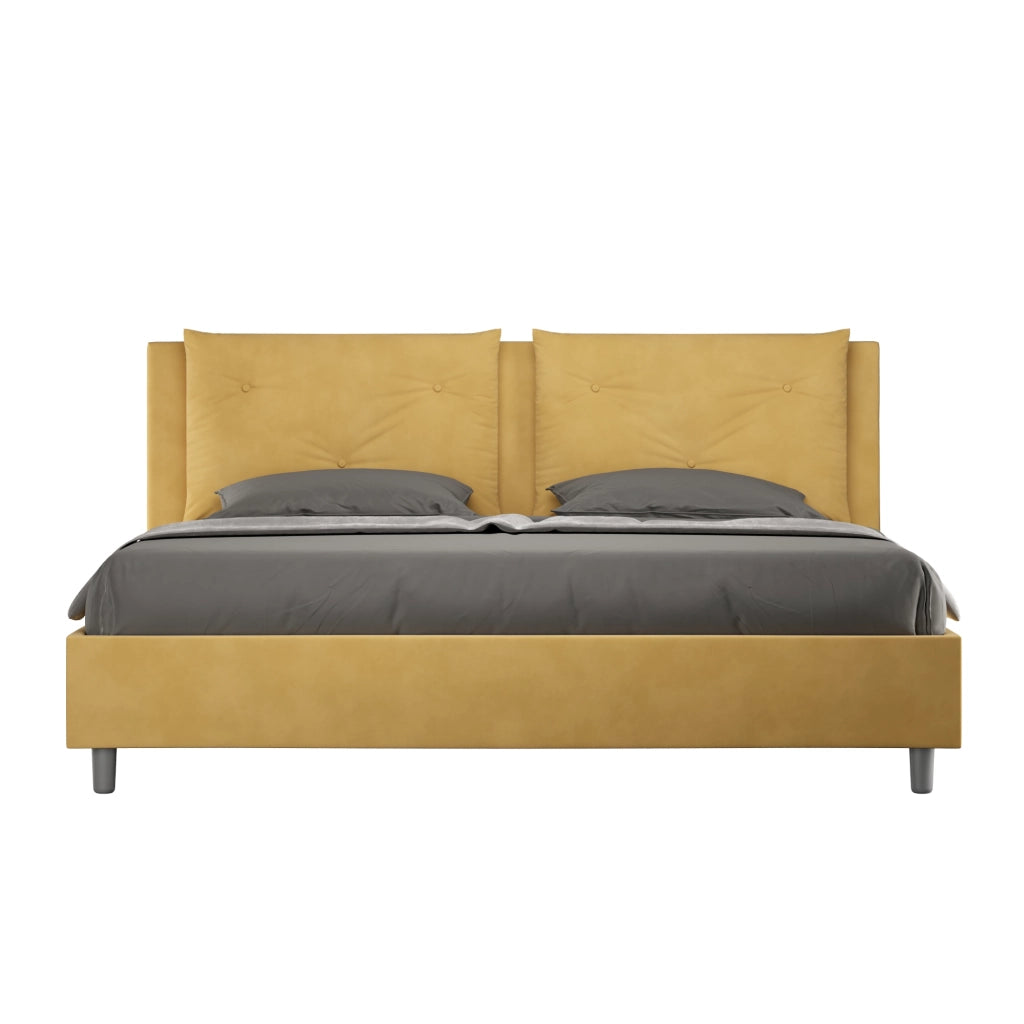 BS COM Letto senza rete imbottito 180x210 microfibra ocra
