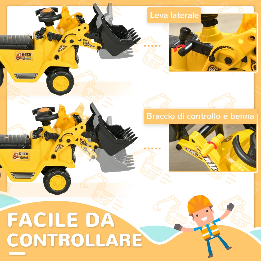 Giocattolo Escavatore per Bambini ¨C Minimal ¨C Giallo e Nero 80x26.5x39 cm