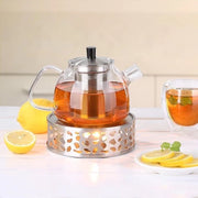 Teapot da tè in vetro di borosilicato da 1000 ml con setaccio in acciaio inox 18/8 rimovibile, resistentente all'usura, termoresistente per tè nero e tè verde.