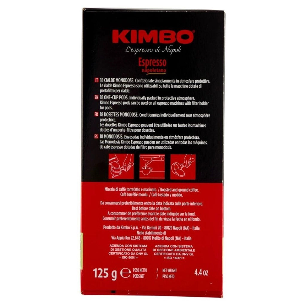 Kimbo espresso napoletano caffe' in cialde multipack 5 confezioni da 18 cialde ciascuna