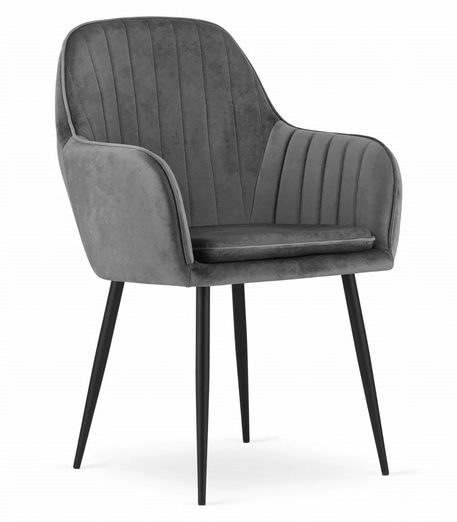 Sedia VALORA LUGO - Velluto grigio scuro con gambe nere x2