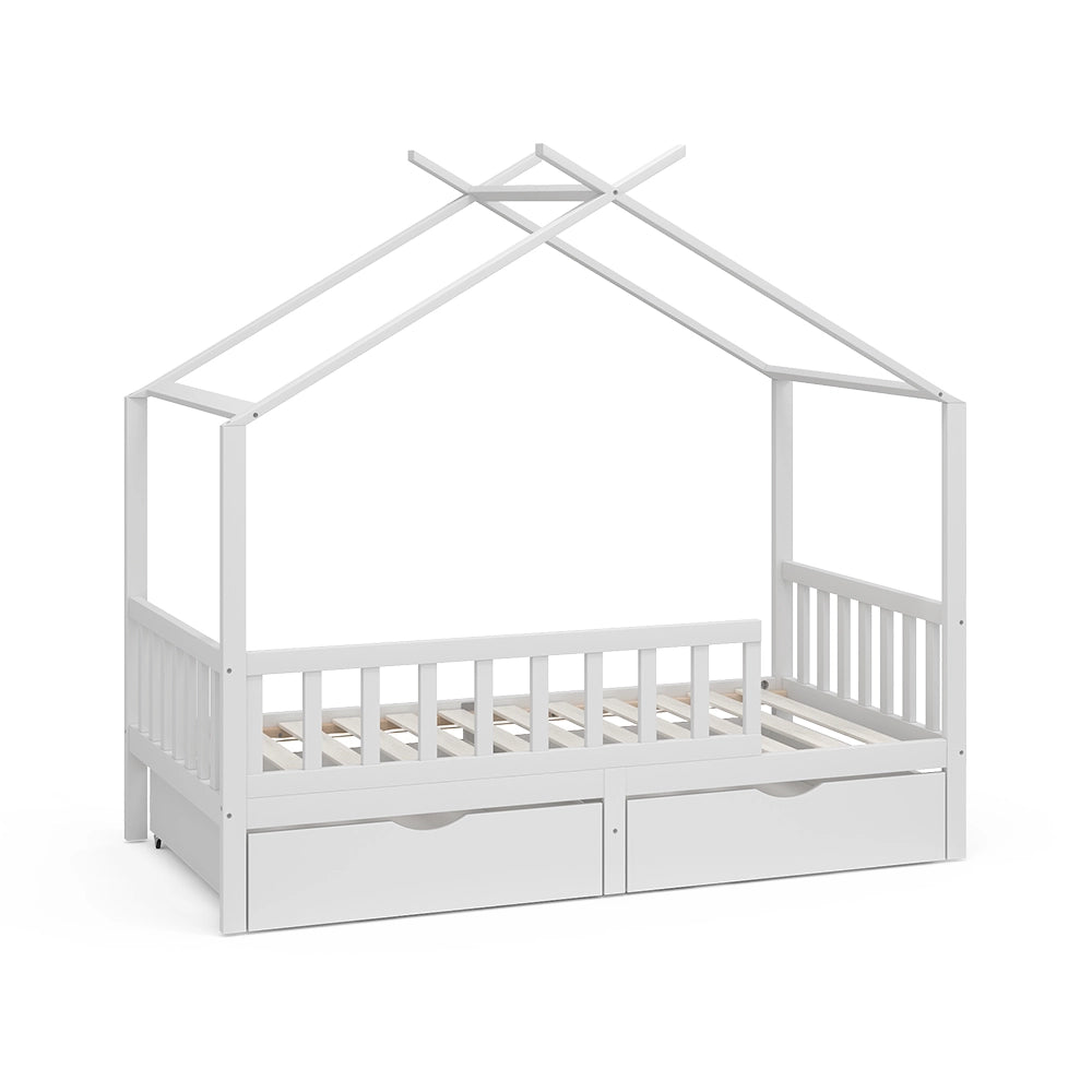 Vitalispa Letto montessori bambini Bianco 80x160 cm con 2 cassetti