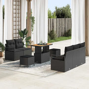 Set Divano da Giardino con cuscino 8 pcs Nero polyrattan