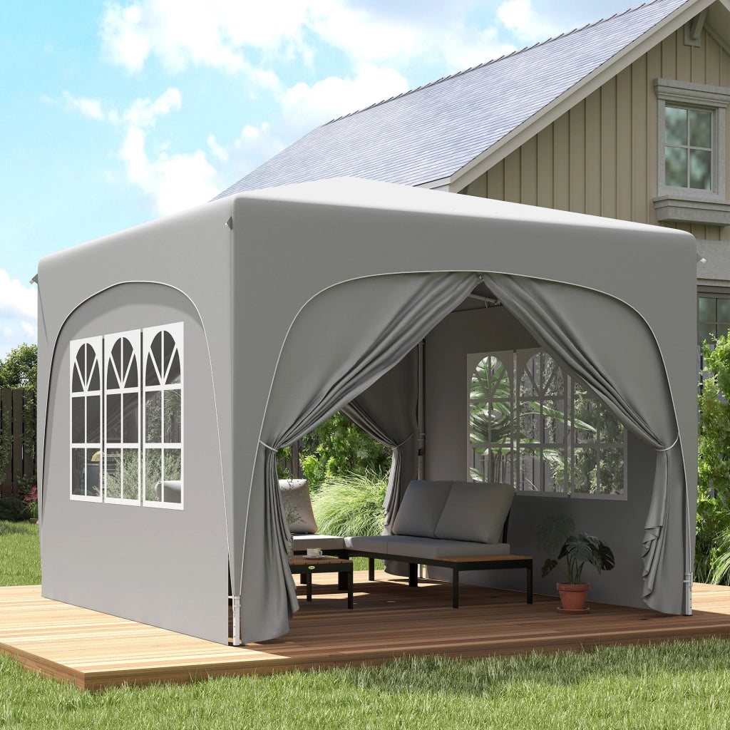 Carpa Plegable 3x3 m con 4 Finestrini e Copertura UPF50+ ¨C zephmum ¨C Grigio