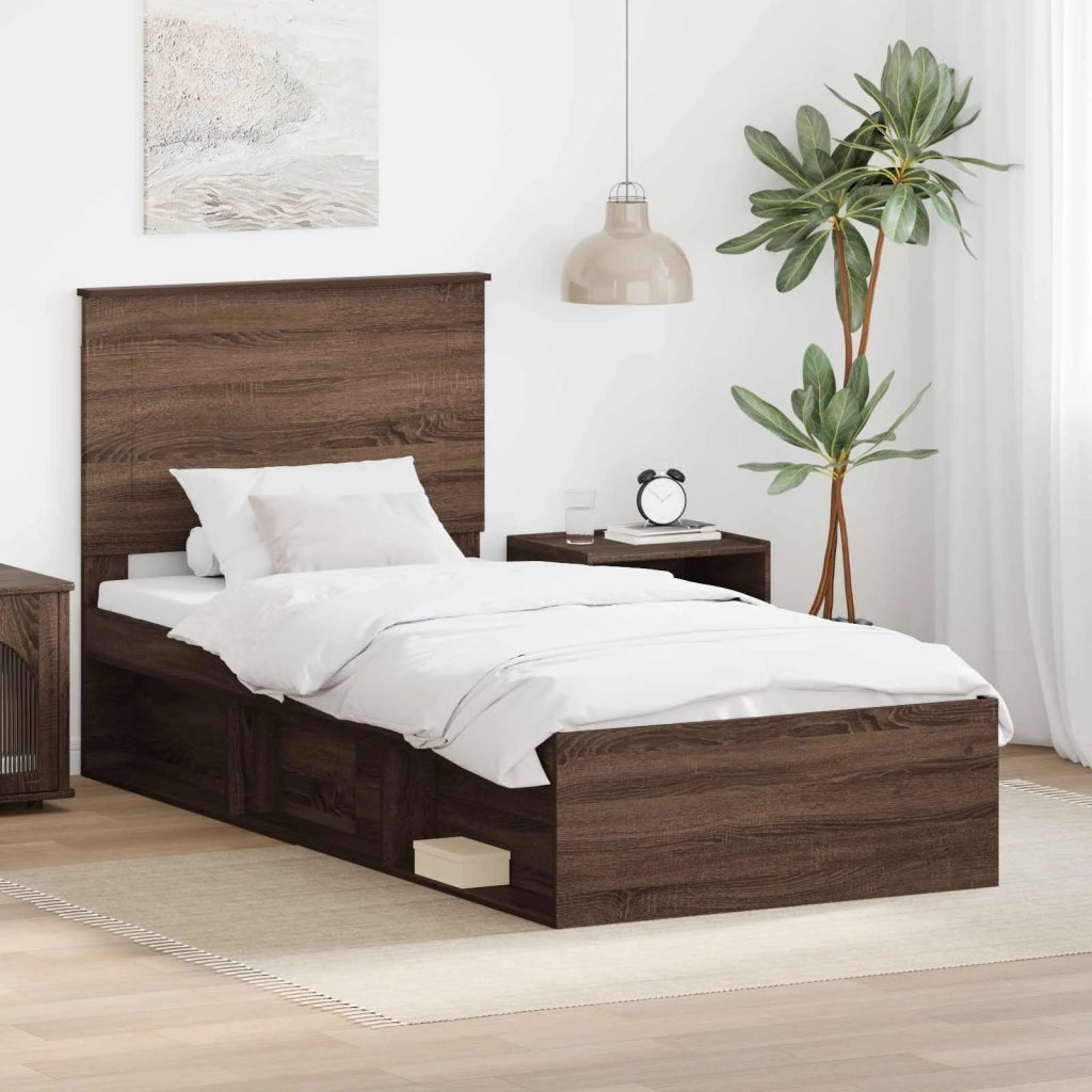 Letto singolo | Letto per adulti | Struttura del letto Rovere Marrone 90 x 200 cm Pino massello