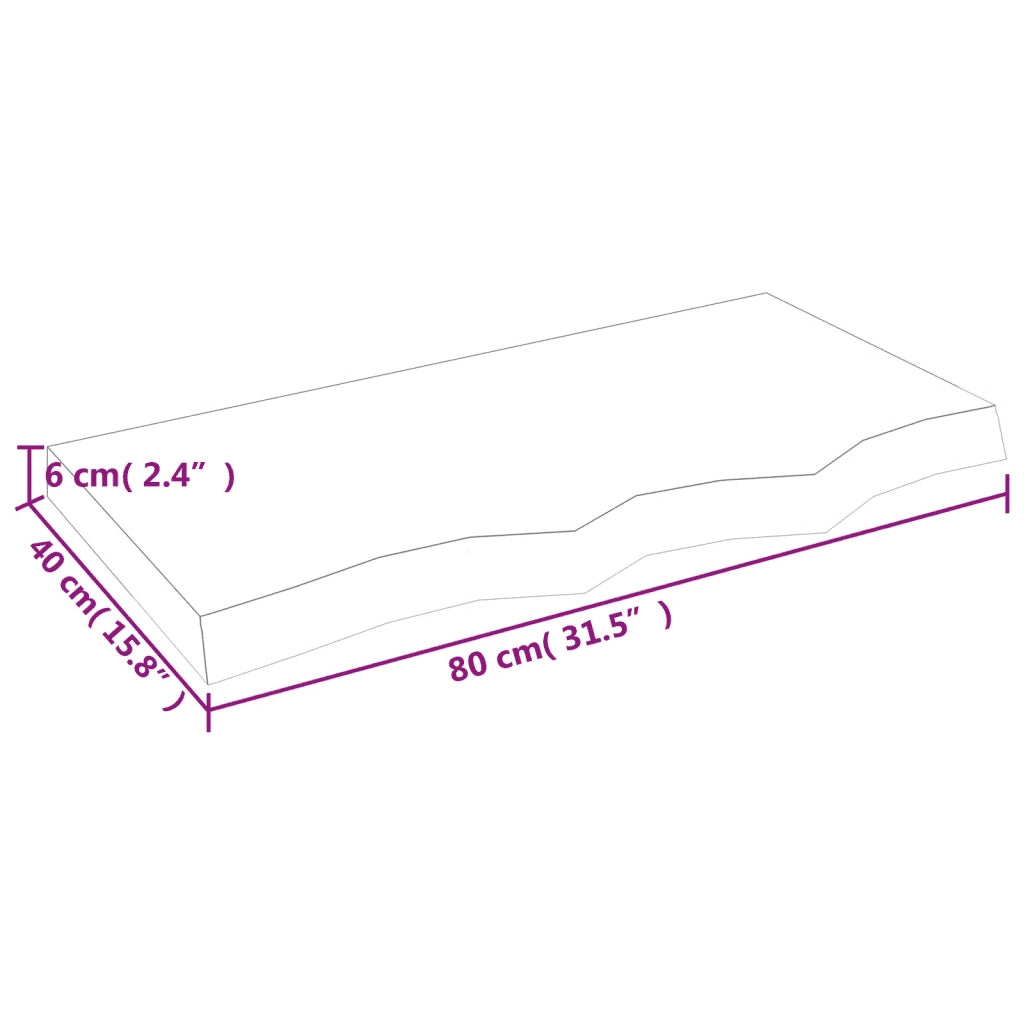 Piano Bagno Marrone 80x40x(2-6) cm Legno Massello Trattato CFW9724091