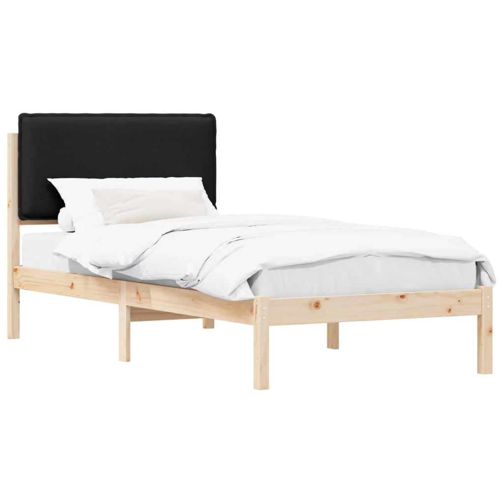 Letto singolo | Letto per adulti | Letto con Testiera Rivestita Nero 90 x 200 cm