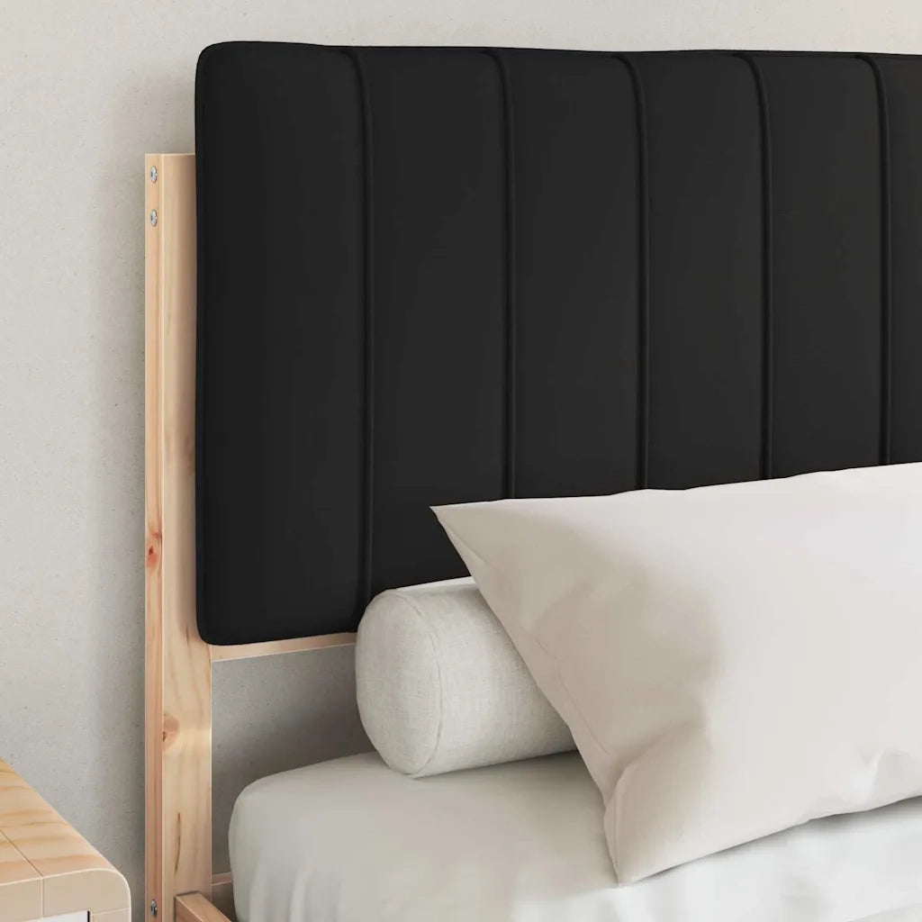 Letto con Testiera Rivestita-Struttura Letto con Testiera Nero 140 x 200 cm Pino massello 226791