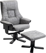 Fauteuil Relax - Grigio - Microfibra - Rotante - Con Pedane
