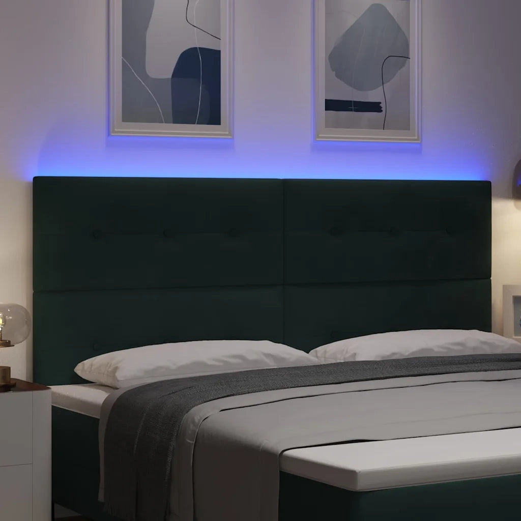 Testiera | Testata LED con strisce LED Verde 200 cm Velluto
