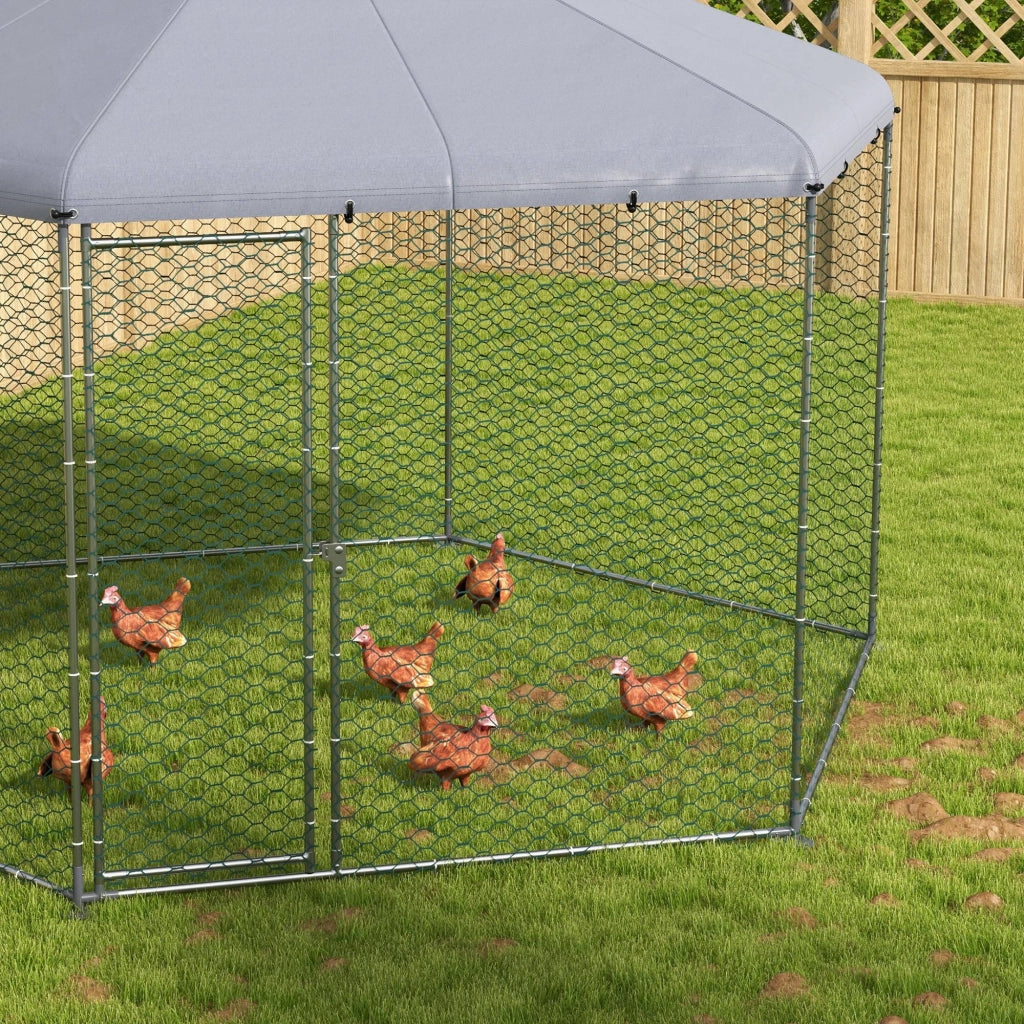 Recinto per Galline con Tetto ¨C zephmum ¨C Acciaio 4x3.5x2.6m