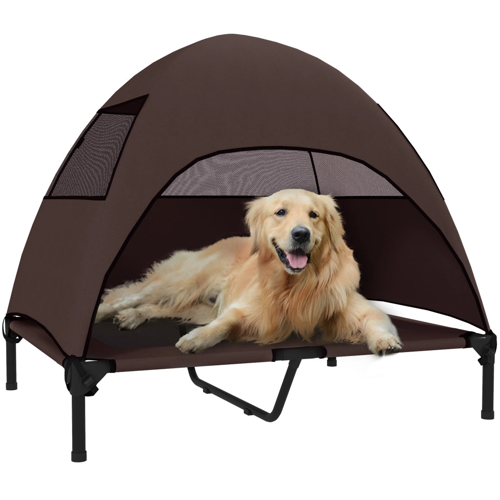 Lettino per Cani da Esterno con Tettoia ¨C Xylo ¨C 91x76x90 cm Caff¨¨