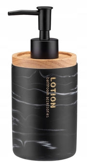 Dispenser di sapone liquido e gel KADAX da 250 ml, finitura effetto marmo nero.