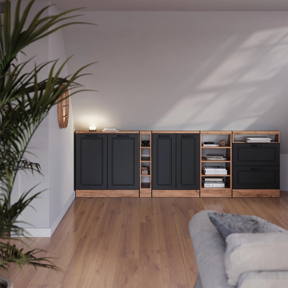 Set di mobili sottotetto Rion Antracite rustico/Rovere dorato Set di 5 Vicco