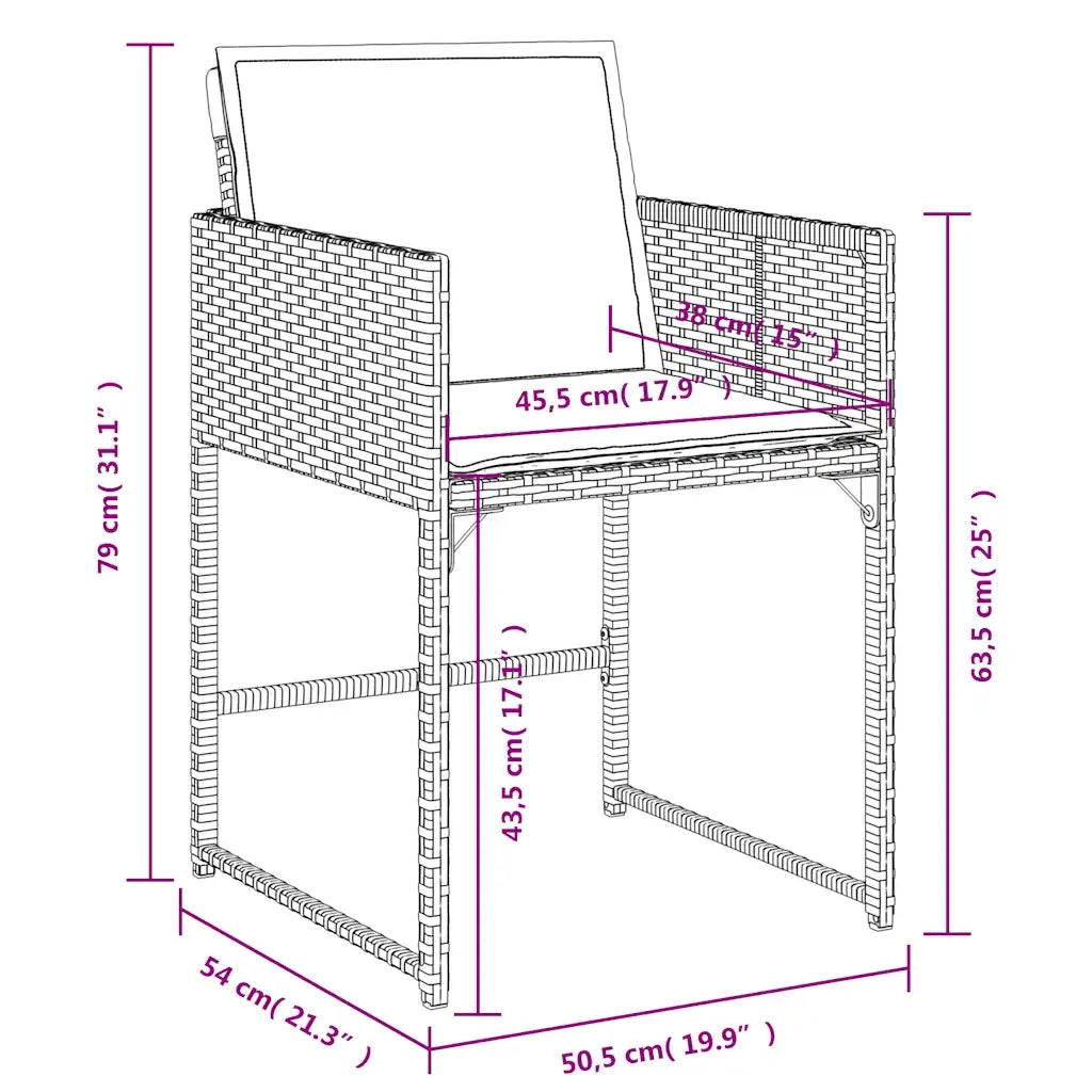 Set da pranzo da giardino da 17 pz con Cuscini in Polyrattan Grigio 3278196