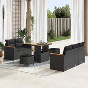 Set Divano da Giardino con cuscino 10 pcs Nero polyrattan