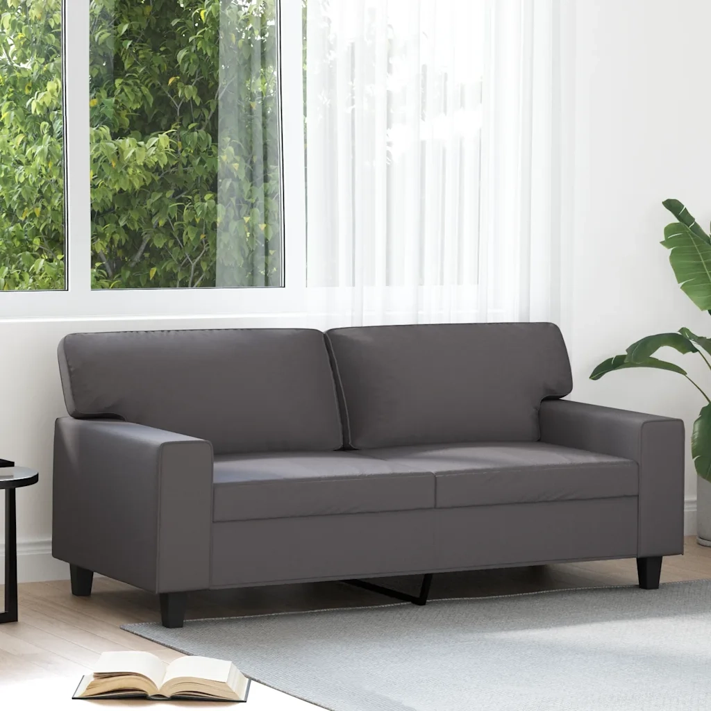 Divano | Divano da soggiorno | Sofa a 2 Posti Grigio 140 cm in Similpelle