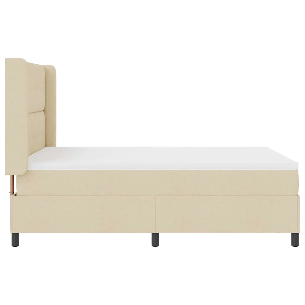 Letto a molle con materasso Crema 190 x 140 cm Tessuto 3341642