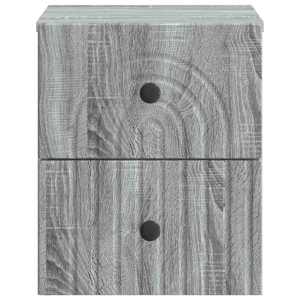 Comodino | Armadio da Notte | Mobiletto da notte a muro Grigio Sonoma 33 x 34,5 x 40 cm
