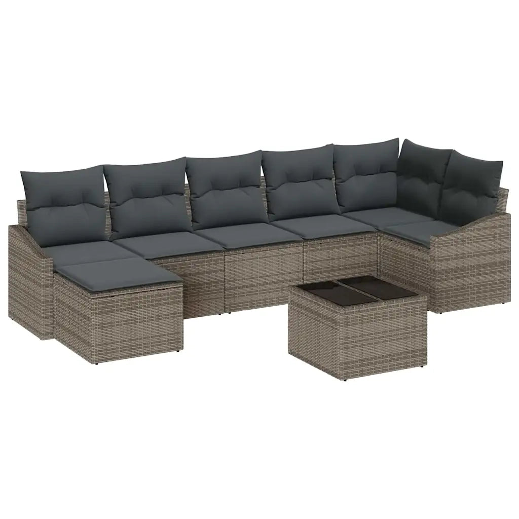Set di divani con cuscino 8 pcs Grigio polyrattan