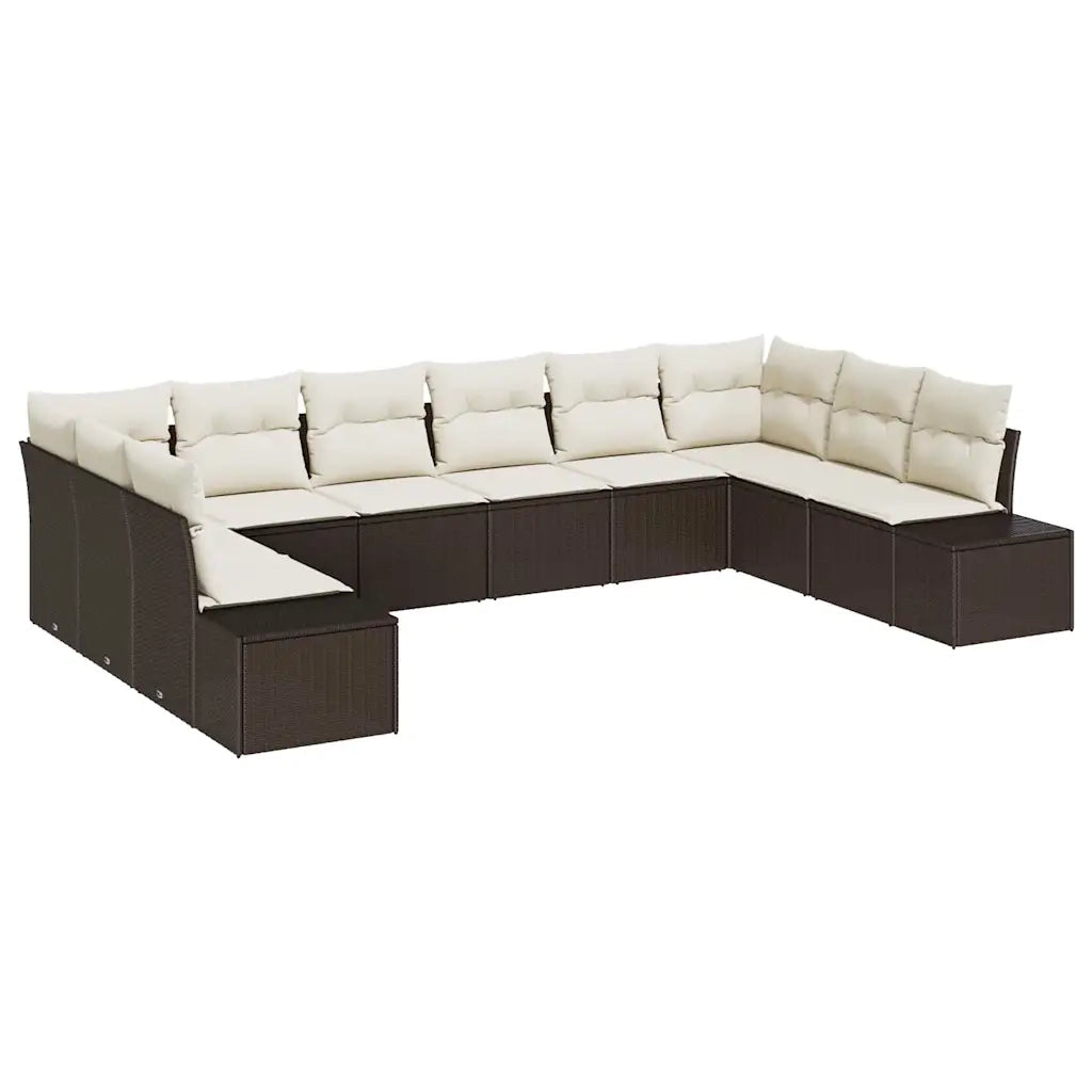 Set Divano da Giardino con cuscino 10 pcs Marrone polyrattan 3347238