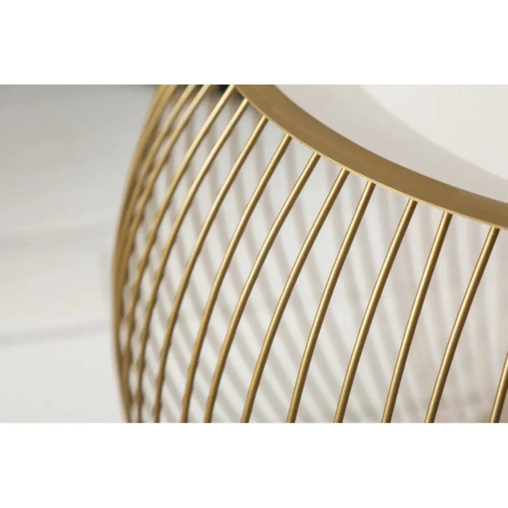 Tavolino basso ELYSKA rotondo 41 cm in metallo dorato con piano da 32cm removibile stile chic
