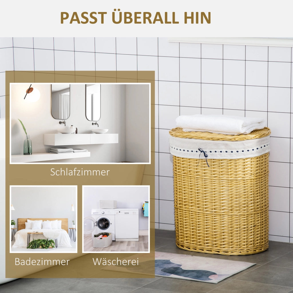 Cesto portabiancheria in vimini con coperchio e manici ¨C Xylo ¨C Naturale con sacco removibile