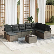Set Divano da Giardino con cuscino 9 pcs Nero Poly Rattan 3354158