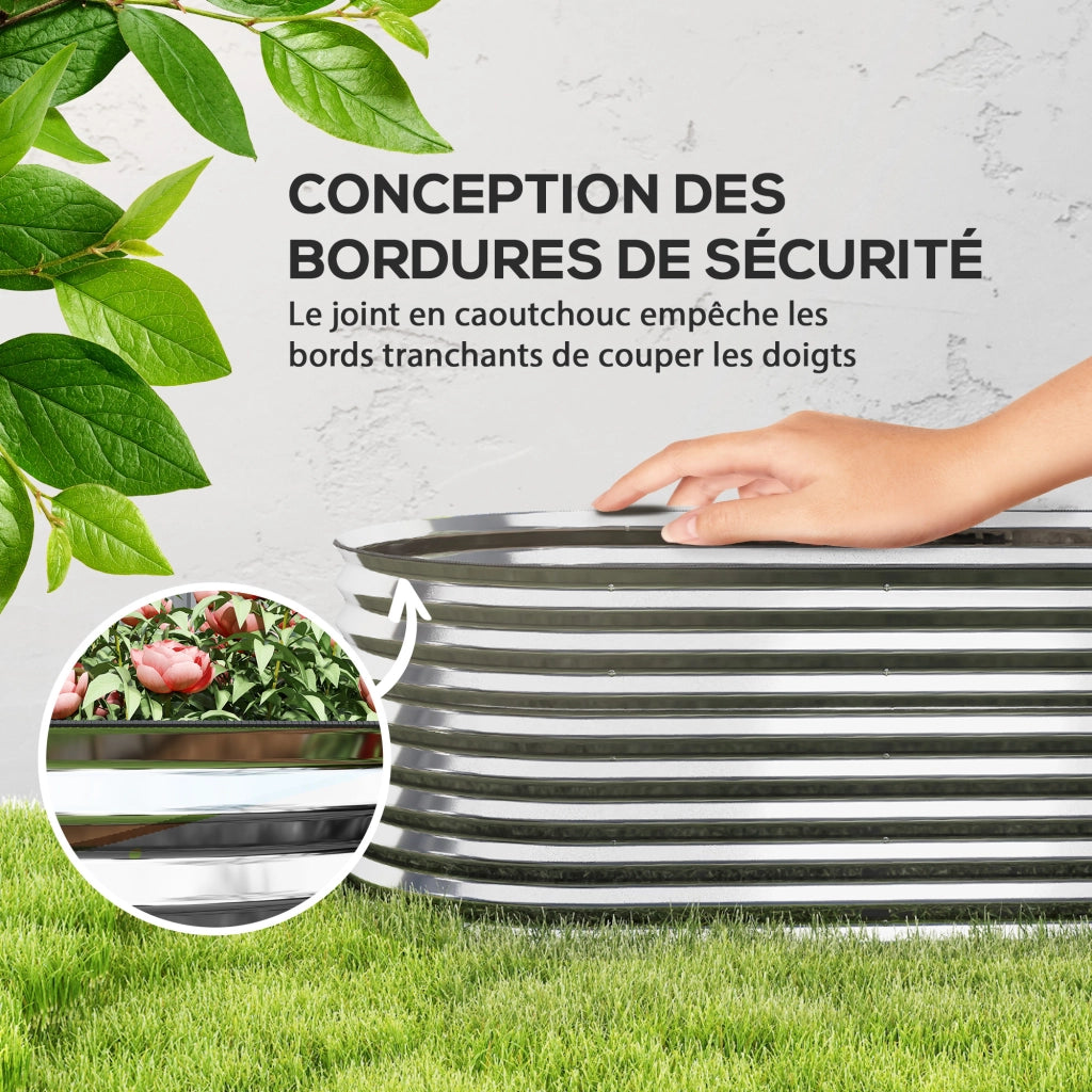 Orto rialzato da giardino ¨C Xylo ¨C acciaio galvanizzato grigio 160x80x56 cm