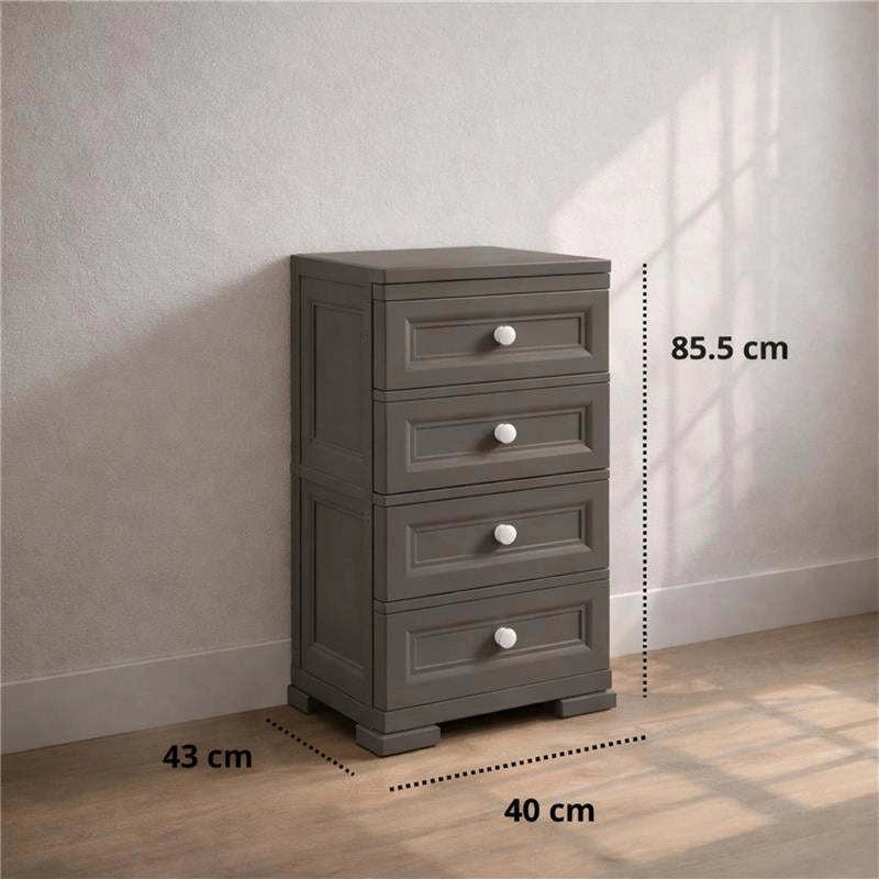 CASSETTIERA ALTA 4 CASSETTI PICCOLI WENGÉ 40X43X85,5 CM – MOBILE COMPATTO ORGANIZZAZIONE CASA PER INGRESSO E ZONA GIORNO