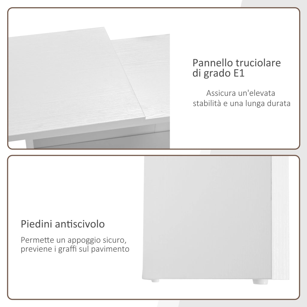Scrivania Angolare con Libreria in Legno Bianco ¨C Minimal ¨C 173x39.8x74 cm