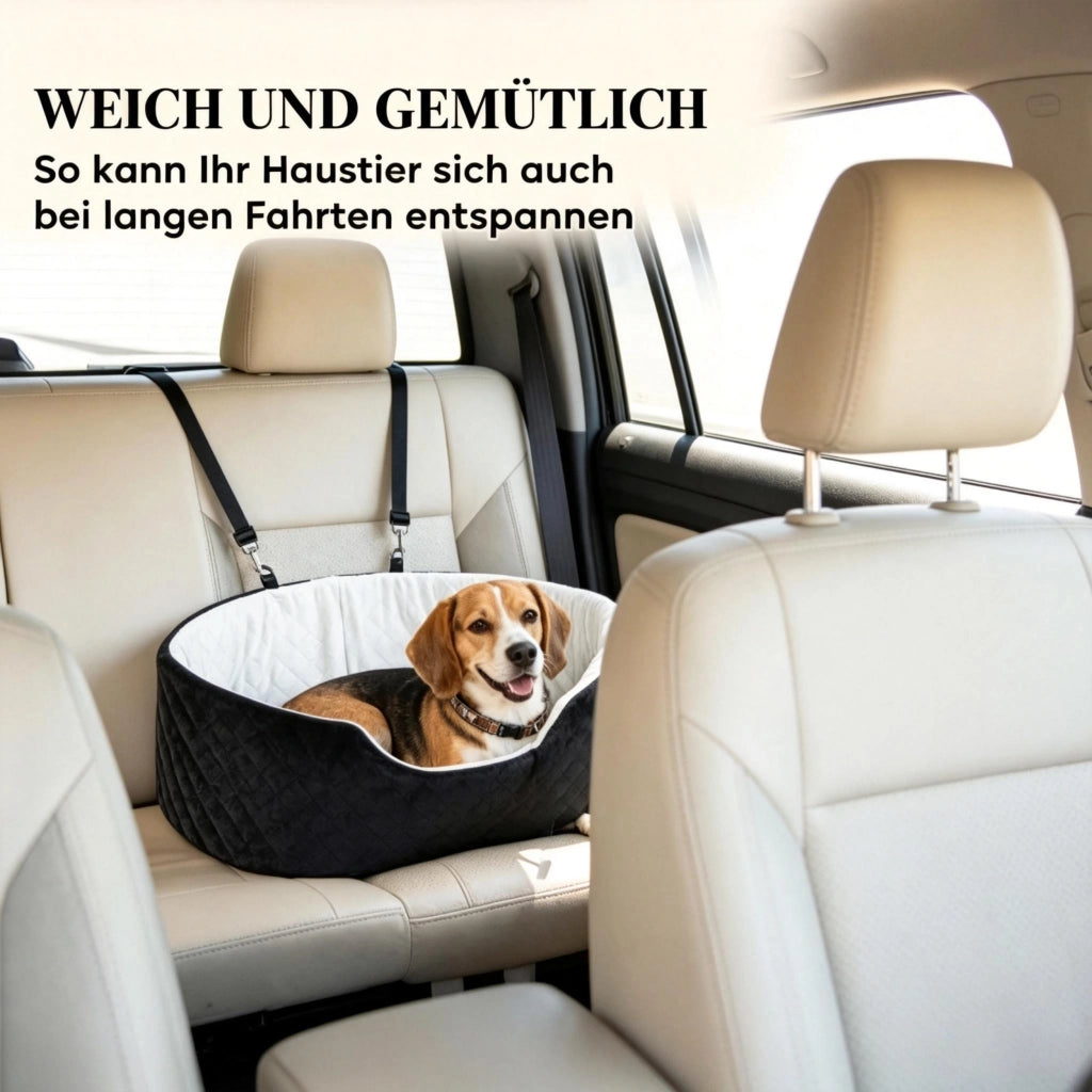 Seggiolino auto per cani con cintura di sicurezza e sistema di fissaggio, seggiolino auto imbottito per animali domestici, adatto ai veicoli.