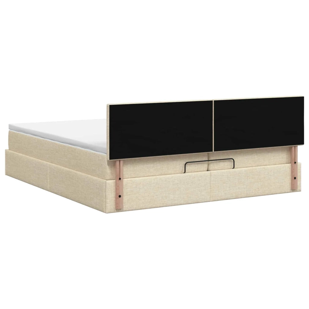 Letto Ottomano con Materasso e LED Crema 200 x 200 cm Tessuto 3457021