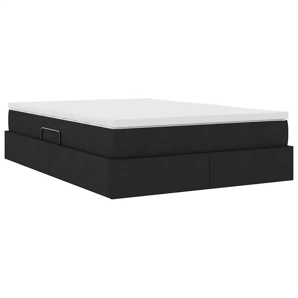 Letto con contenitore e materasso Nero 140 x 190 cm Poliestere 3370226