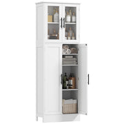 Mobile Bagno Alto 60x30x170 cm Ante Superiori in Vetro in MDF Bianco