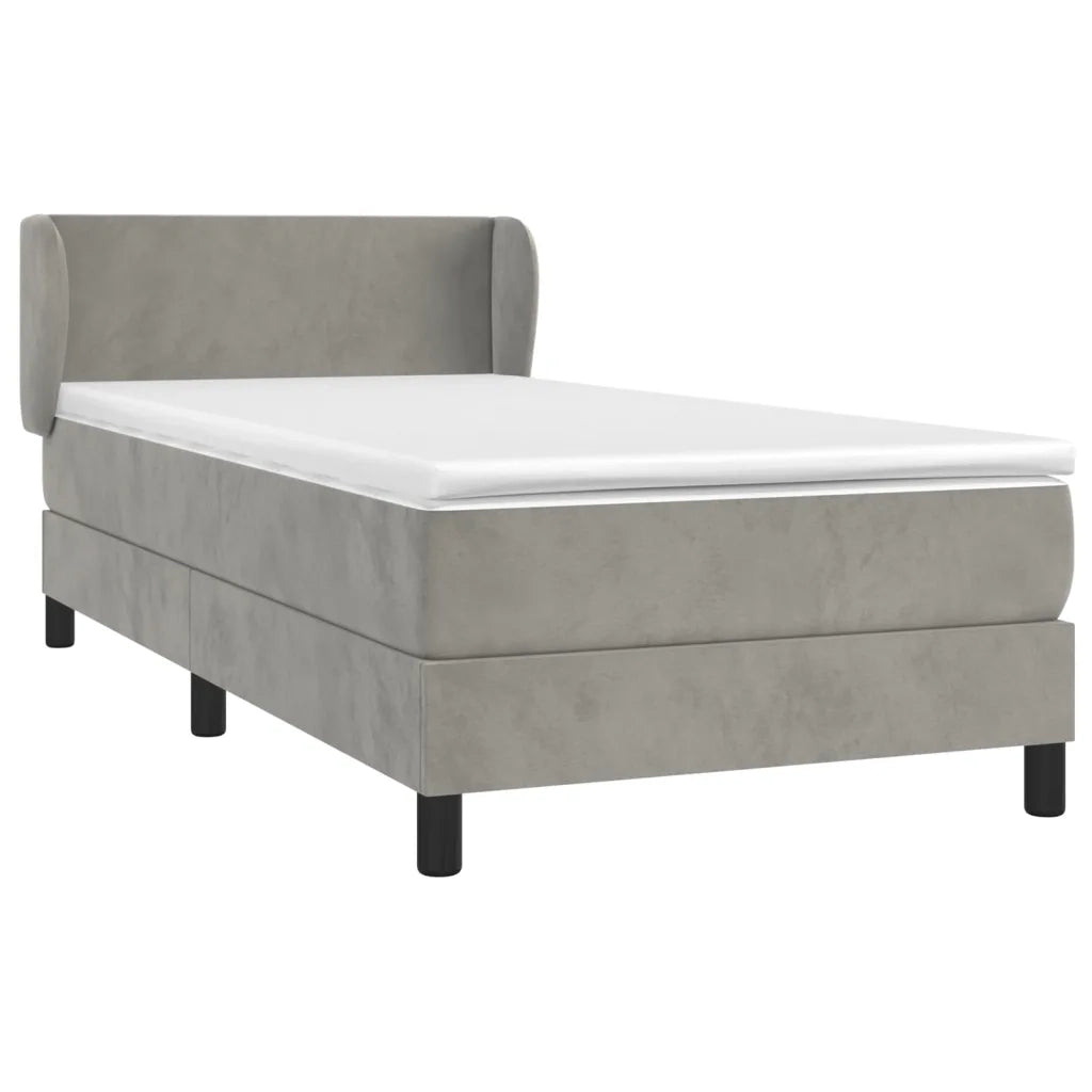 Letto singolo | Letto per adulti | Giroletto a Molle con Materasso Grigio Chiaro 100x200cm Velluto