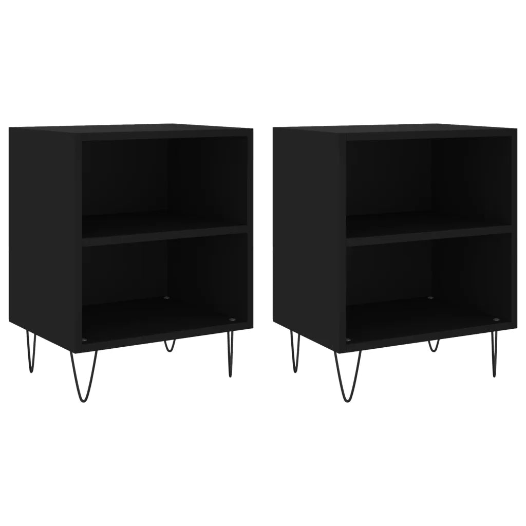 Comodini 2 pz-Set di 2 Tavolino da notte Neri 40x30x50 cm in Legno Multistrato