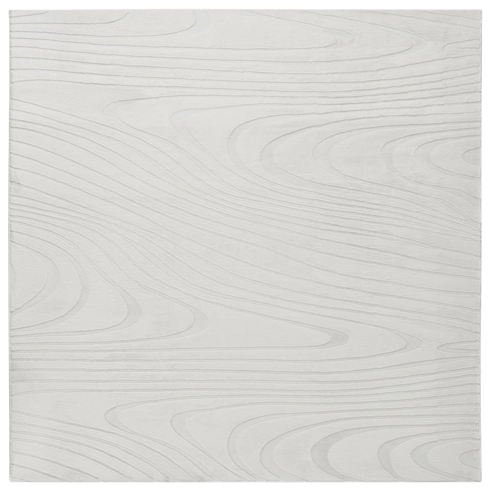 Tappeto in pelliccia sintetica di coniglio, bianco sporco, in poliestere, 160 x 160 cm, quadrato, morbido, a pelo lungo, motivo geometrico