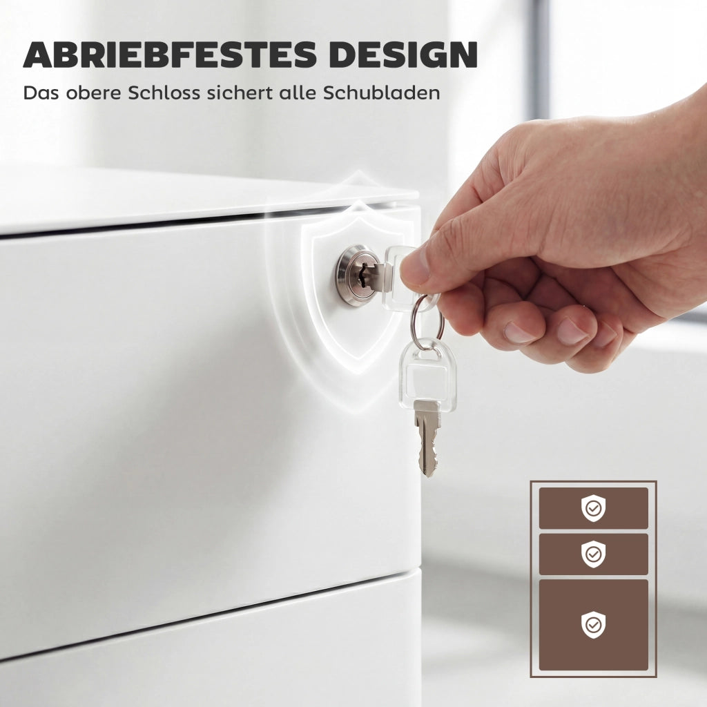 Scrivania con cassetti e ruote ¨C Minimal ¨C Bianco 39x48x59 cm