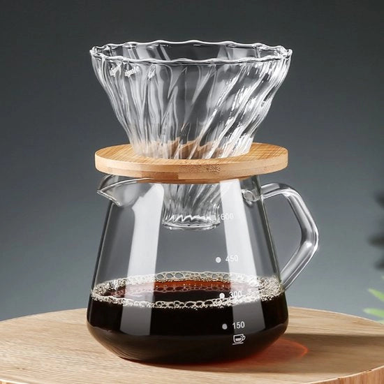 Impostatrice caffè – Caraffa in vetro da 600 ml con filtro caffè in vetro – Impostatrice caffè da tavola o ufficio – Per 1-5 tazze