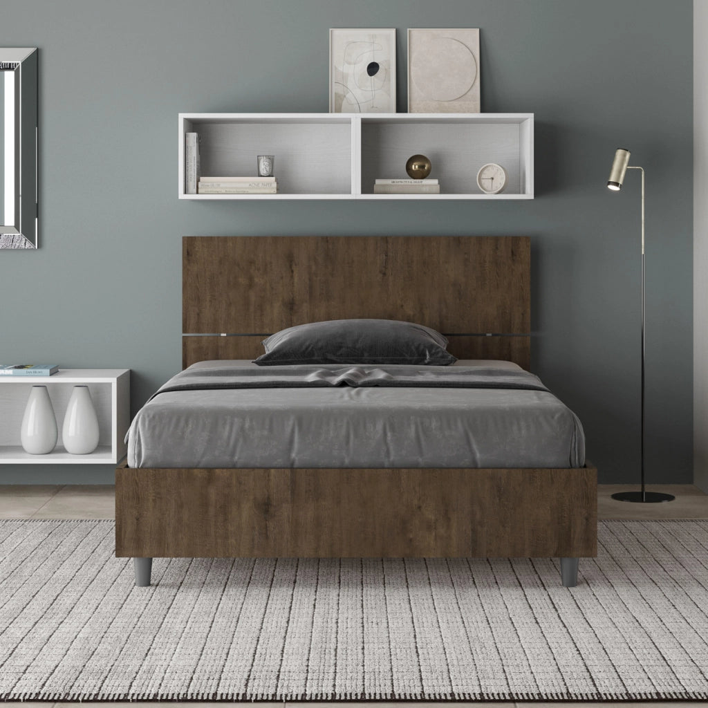 BS COM Letto una piazza e mezza contenitore 120x200 testata dritta noce