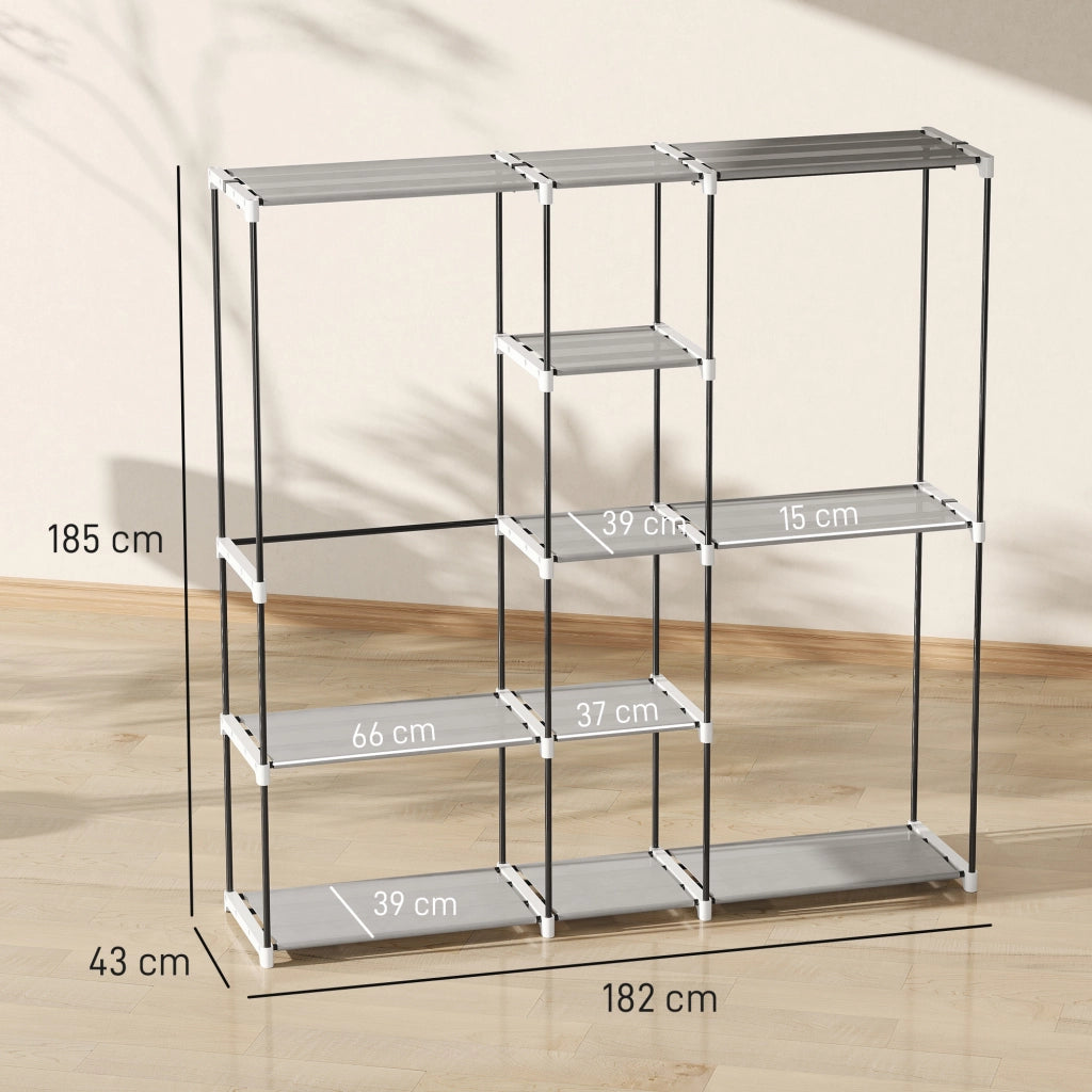 Armadio Guardaroba con Ripiani e Appendiabiti ¨C Zephmum ¨C Grigio 182x43x185 cm