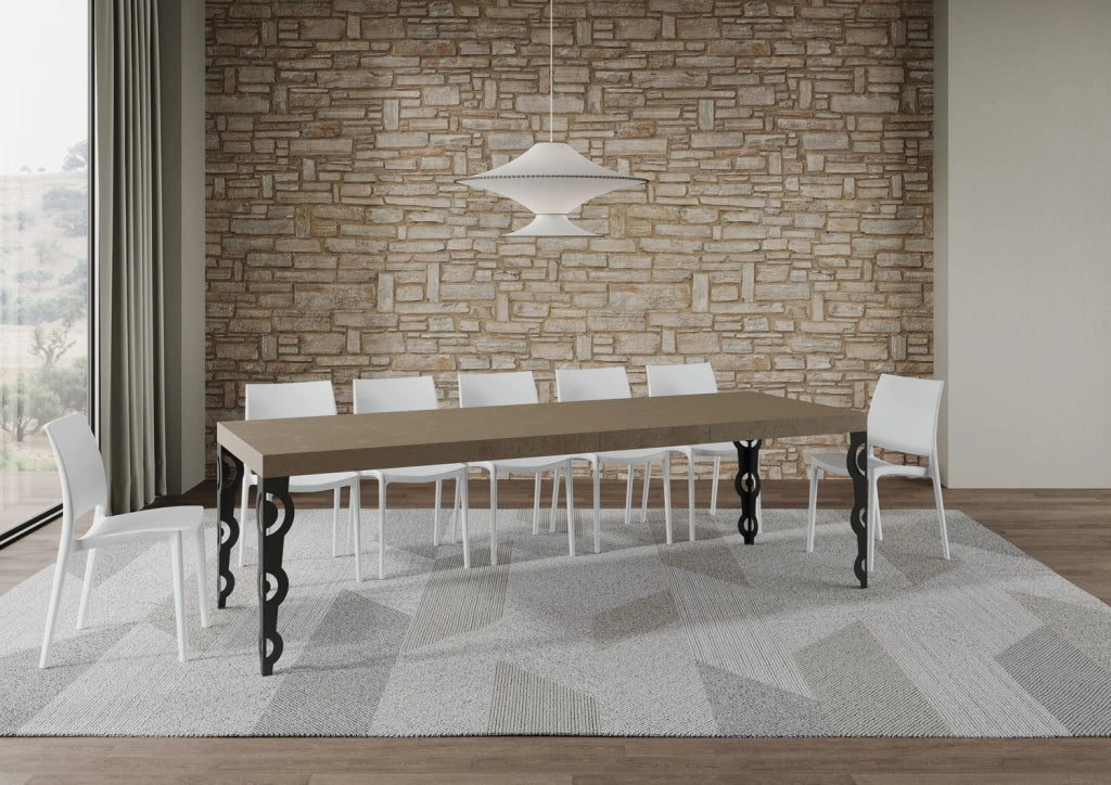 Tavolo allungabile 160/264x90 cm Karamay Premium tortora gambe antracite