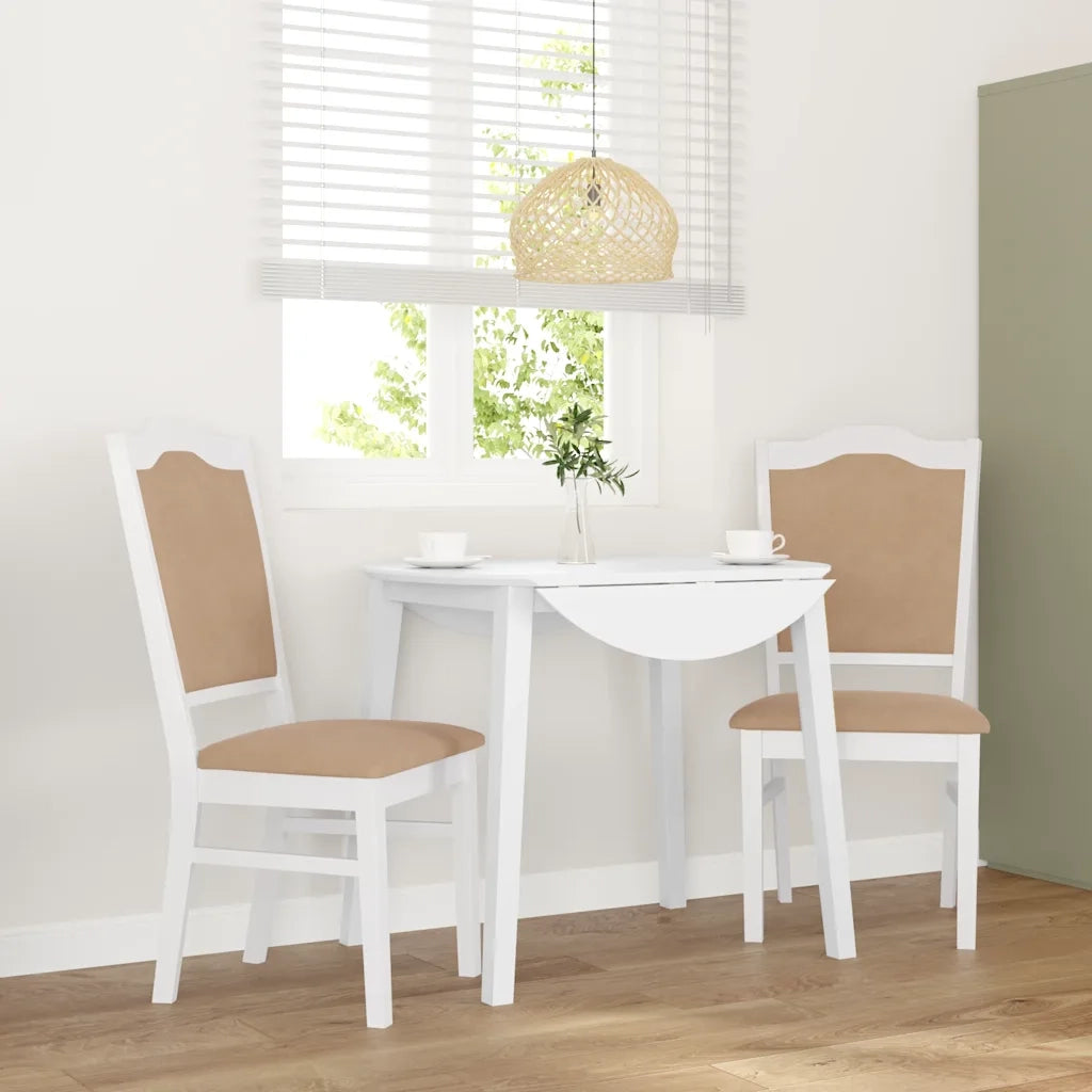 Sedie da Pranzo con Cuscini 2 pz | Sedie da cucina Bianco Legno Massello di Hevea
