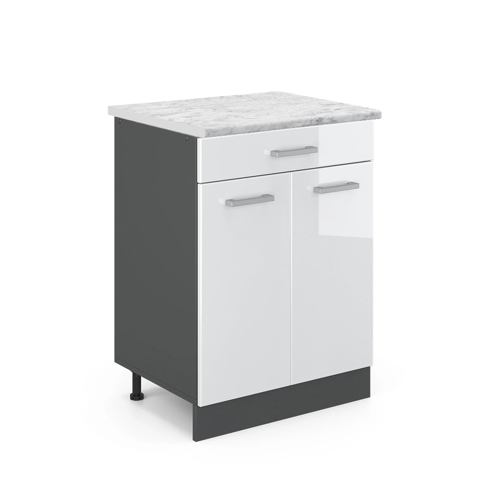 Vicco Base da cucina Bianco lucido 60 cm PL Marmo