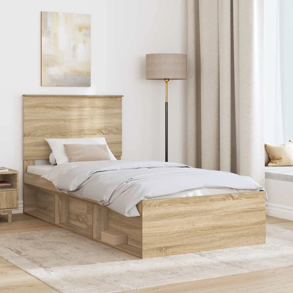 Struttura del letto Rovere Sonoma 75 x 190 cm Pino massello 3409419