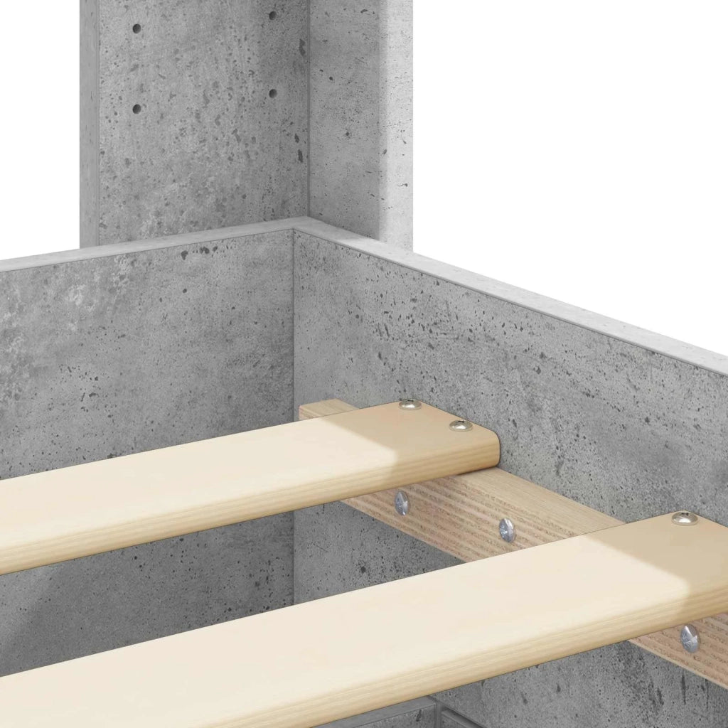 Letto da camera | Struttura del letto con stoccaggio e testata Grigio Cemento